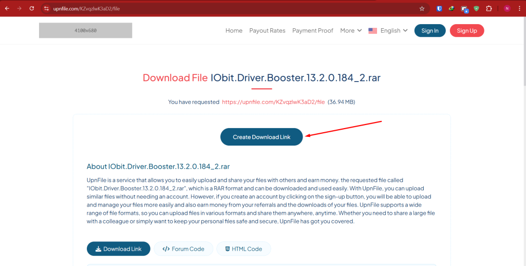Create Download Link UpnFile